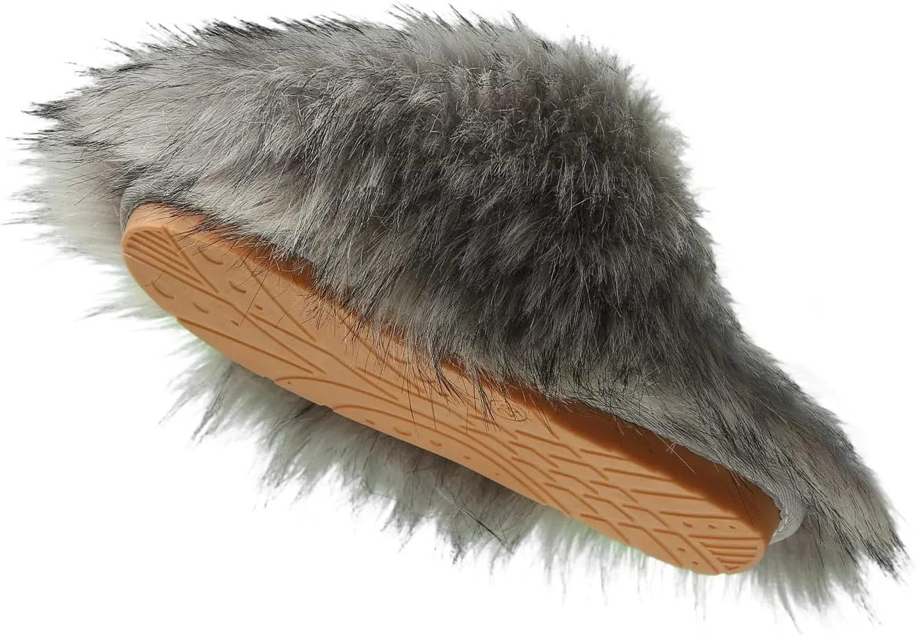 YESBOR Women's Faux Fur Fluffy Fuzzy Slippers Closed Toe Warm Winter House Slides Shoes