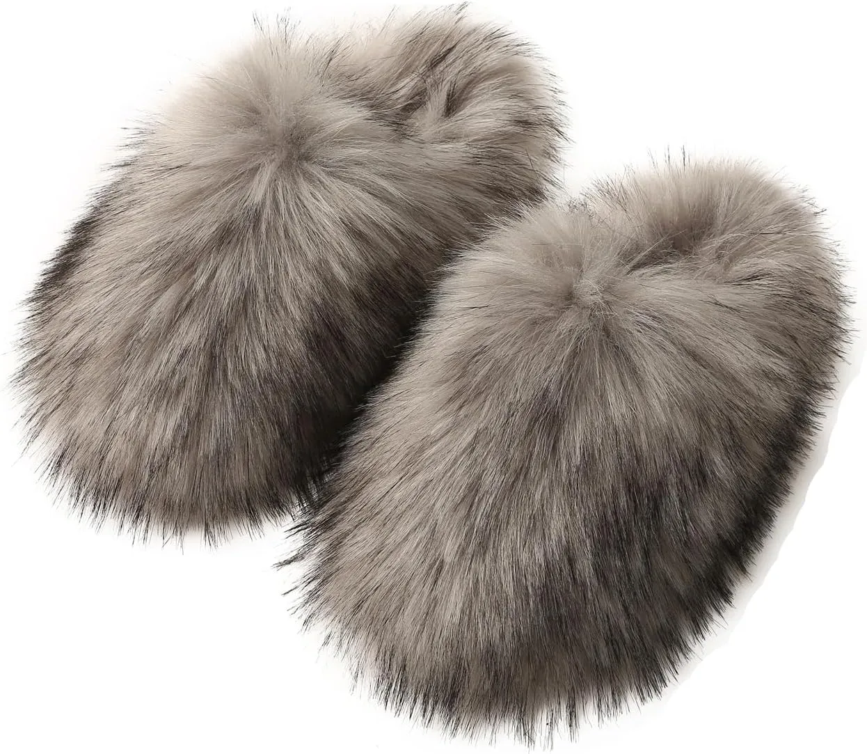 YESBOR Women's Faux Fur Fluffy Fuzzy Slippers Closed Toe Warm Winter House Slides Shoes