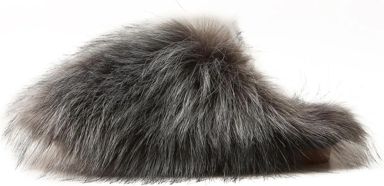 YESBOR Women's Faux Fur Fluffy Fuzzy Slippers Closed Toe Warm Winter House Slides Shoes