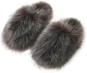 YESBOR Women's Faux Fur Fluffy Fuzzy Slippers Closed Toe Warm Winter House Slides Shoes