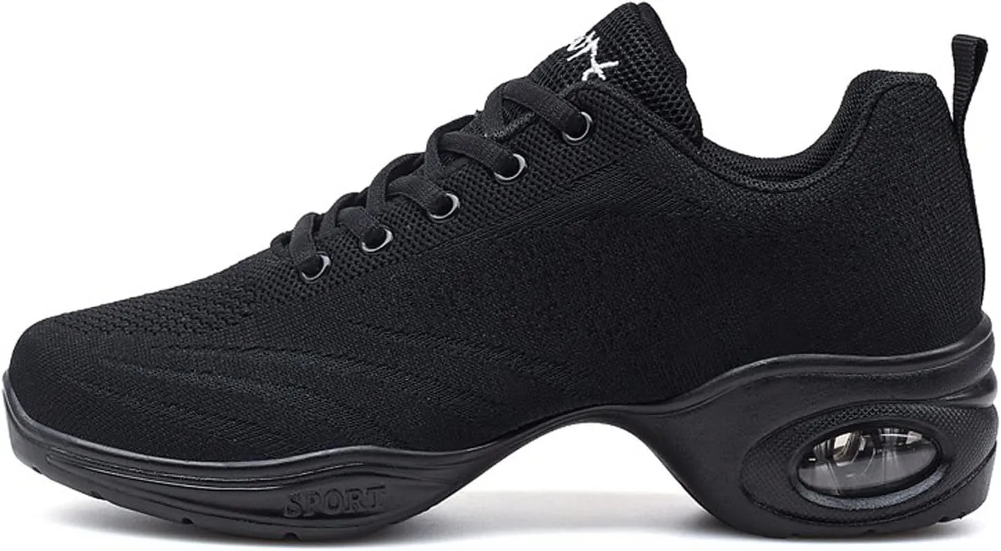 YUKTOPA Womens Dance Sneakers Jazz Shoes Lace-up Walking Shoes Lightweight Breathable Lady Platform Shoes