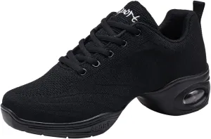 YUKTOPA Womens Dance Sneakers Jazz Shoes Lace-up Walking Shoes Lightweight Breathable Lady Platform Shoes