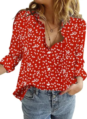 Zeagoo Womens Cotton Button Down Shirts Long Sleeve V Neck Collared Tops Work Office Blouse Shirt 2025 S-XXL