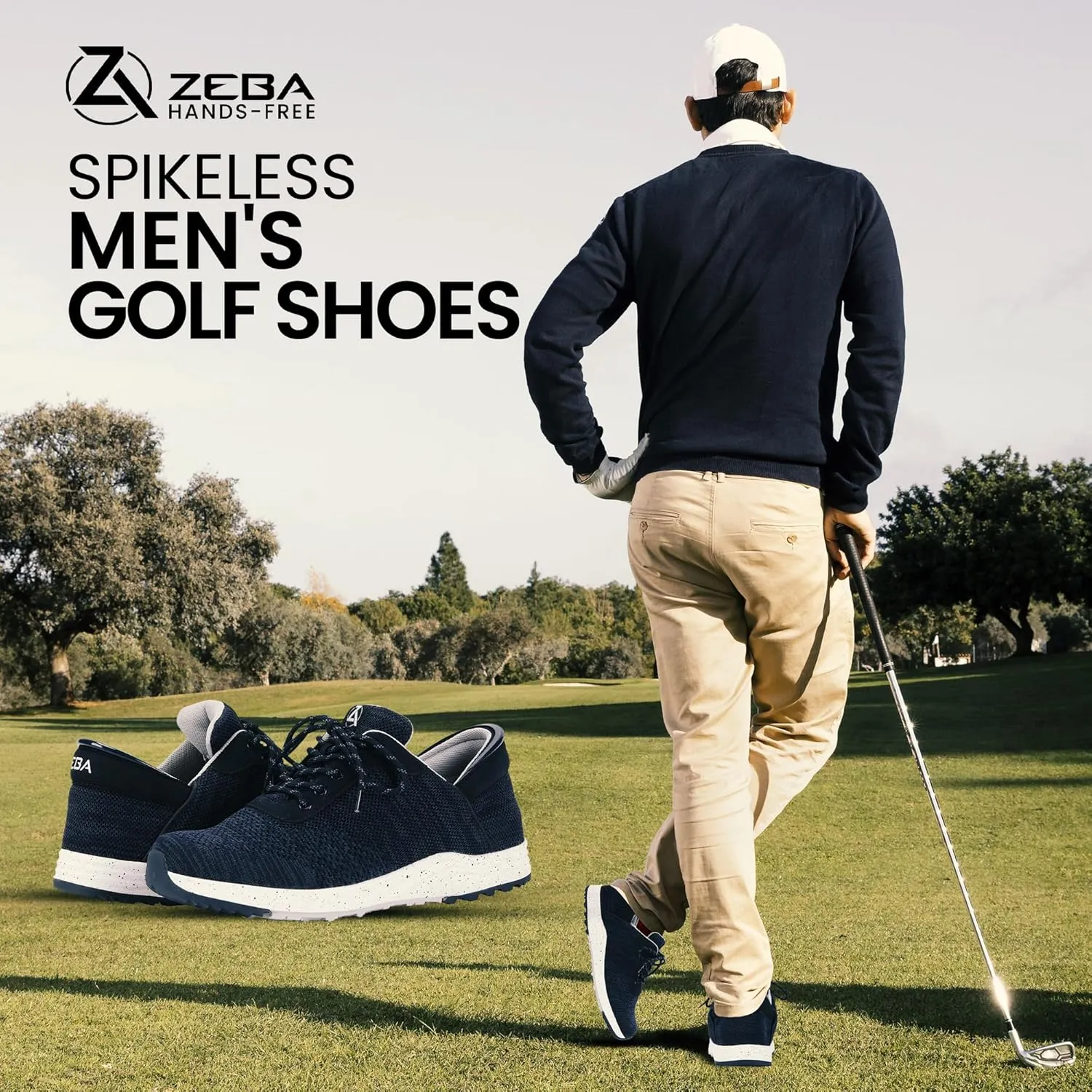 ZEBA Men's Hands Free Slip-On Golf Shoes