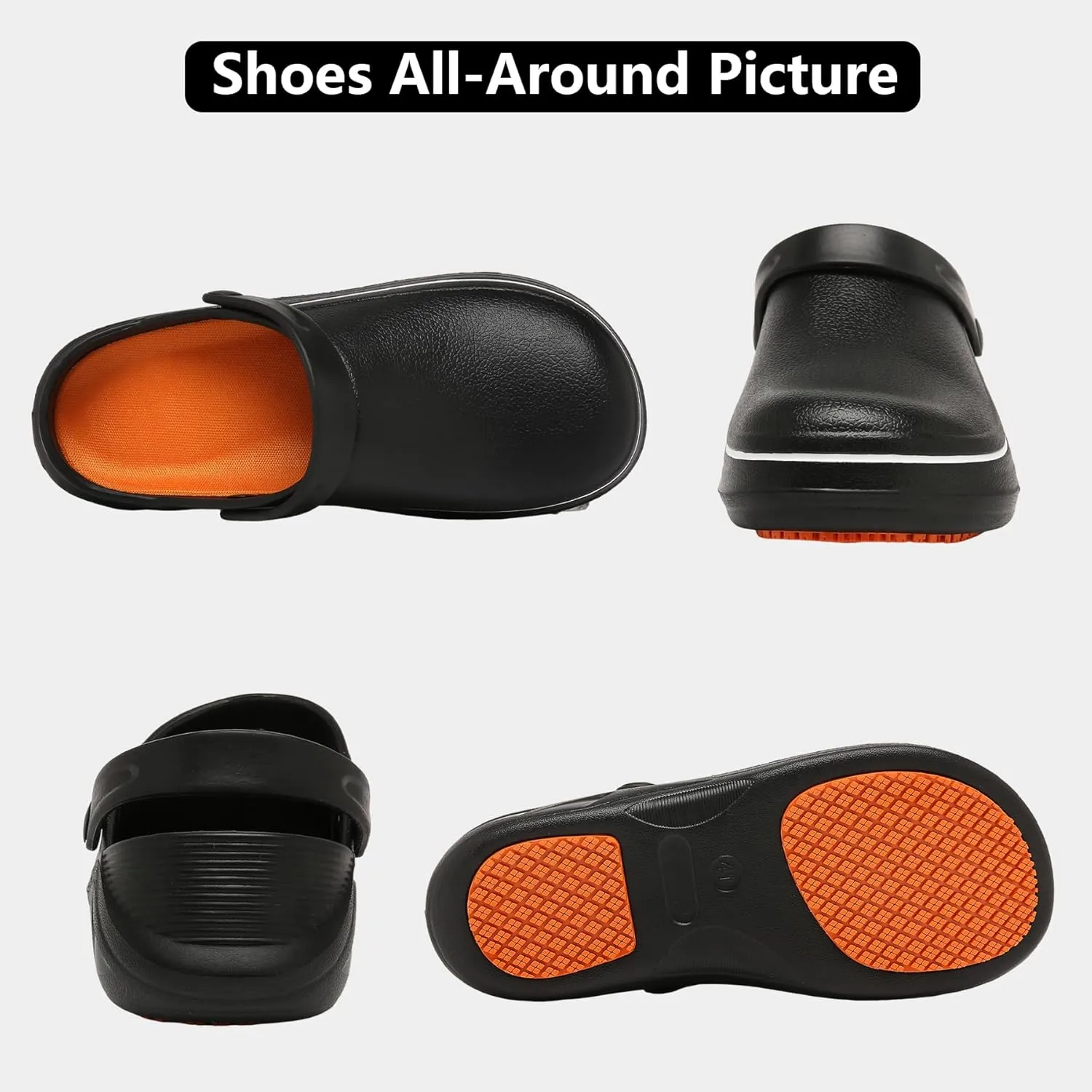 ZEENXIUYA Chef Shoes for Men Zapatos para Cocina Hombres Women Non Slip Waterproof Kitchen Work Clogs Comfortable Nursing Food Service Indoor and Outdoor Office Seaside Black