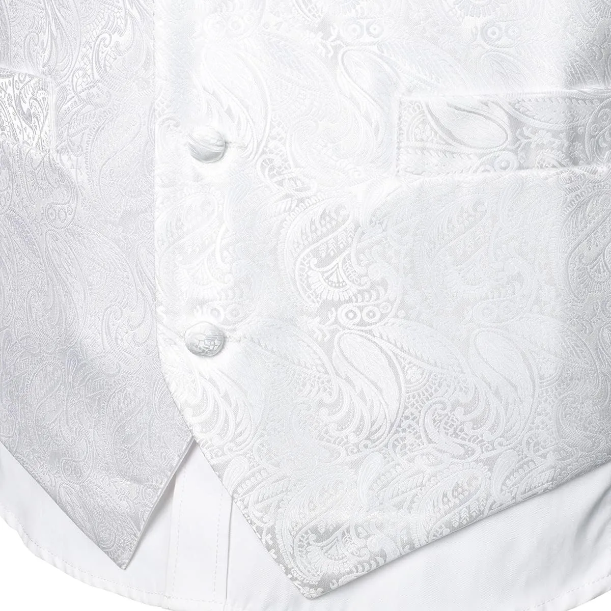 ZEROYAA Mens Classic 3pc Jacquard Paisley Vest Set Necktie Pocket Square Waistcoat for Suit or Tuxedo