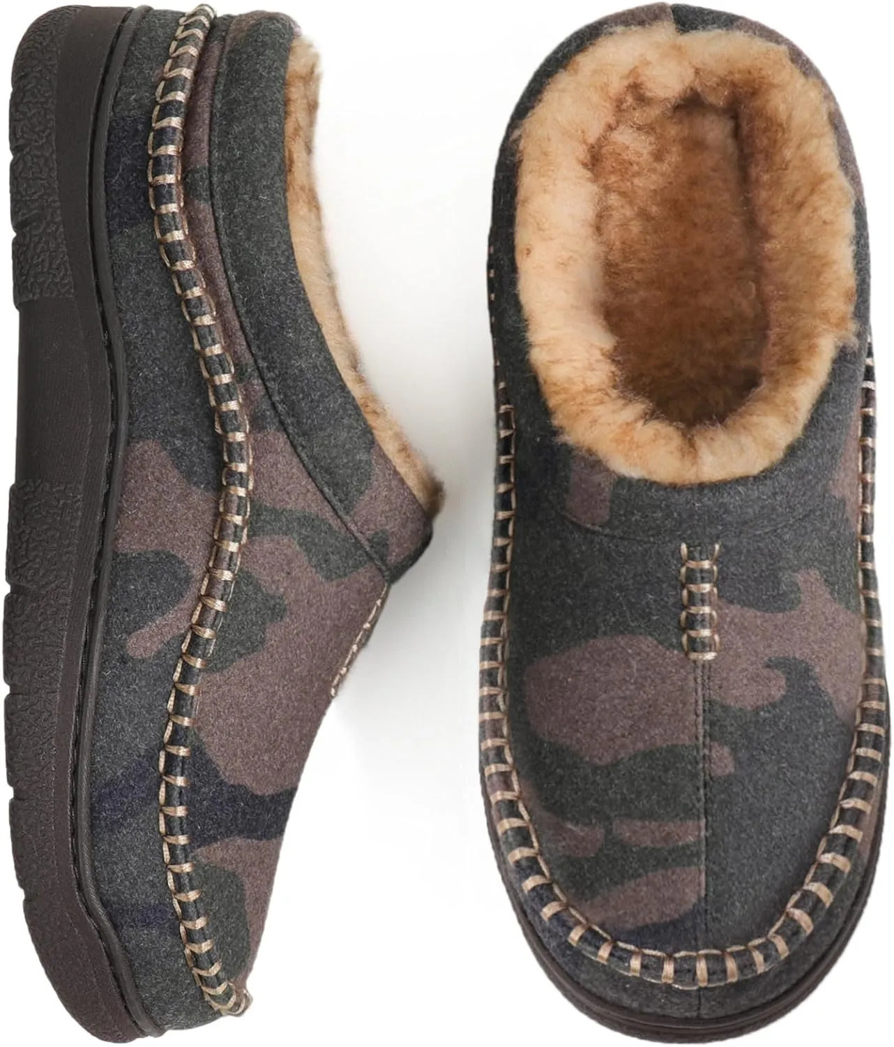 Zigzagger Men's Slip On Moccasin Slippers, Indoor/Outdoor Warm Fuzzy Comfy House Shoes, Fluffy Wide Loafer Slippers